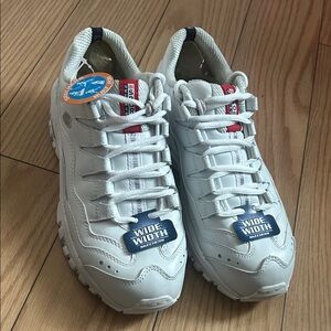 Skechers White Wide Width Sneakers